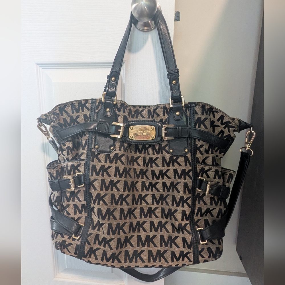 Michael Kors Black and Brown Logo Tote